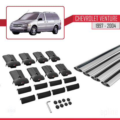 Compatible with Chevrolet Venture 1997-2004 FLY Model Car Roof Rack Cross Bar Grey Aluminium 4 Bars