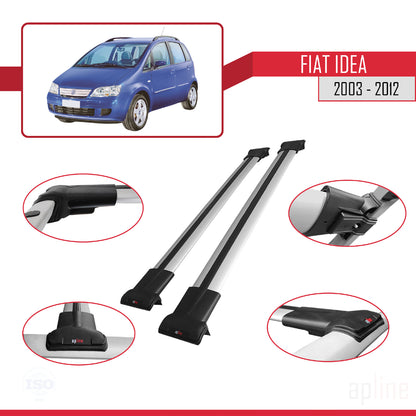 Compatible with Fiat Idea 2003-2012 FLY Model Car Roof Rack Cross Bar Grey Aluminium 2 Bars