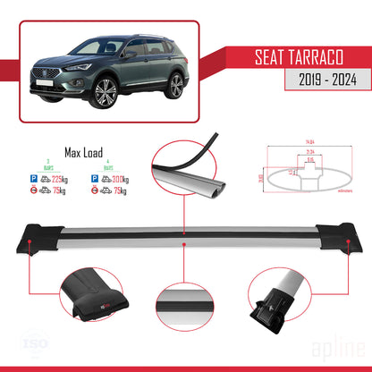 Compatible with Seat Tarraco 2019-2024 FLY Model Car Roof Rack Cross Bar Grey Aluminium 3 Bars
