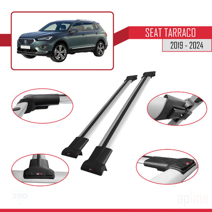 Compatible with Seat Tarraco 2019-2024 FLY Model Car Roof Rack Cross Bar Grey Aluminium 2 Bars