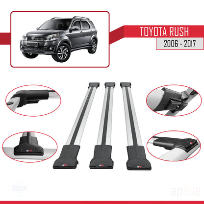 Compatible with Toyota Rush 2006-2017 FLY Model Car Roof Rack Cross Bar Grey Aluminium 3 Bars
