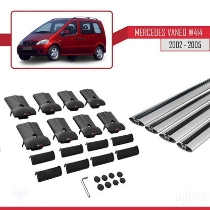 Compatible with Mercedes Vaneo (W414) 2002-2005 FLY Model Car Roof Rack Cross Bar Grey Aluminium 4 Bars