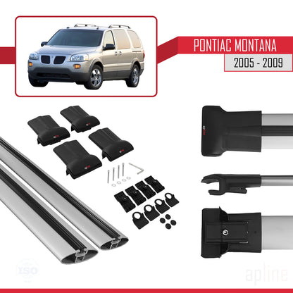 Compatible with Pontiac Montana 2005-2009 FLY Model Car Roof Rack Cross Bar Grey Aluminium 2 Bars