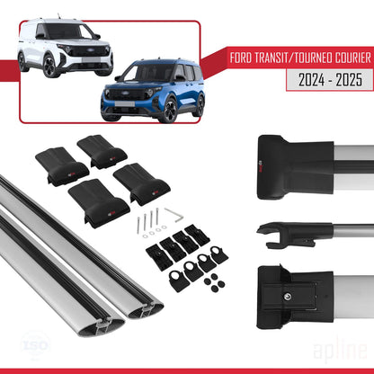 Compatible with Ford Transit/Tourneo Courier 2024-2025 FLY Model Car Roof Rack Cross Bar Grey Aluminium 2 Bars