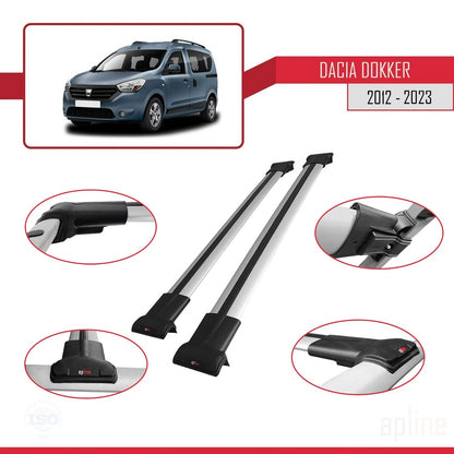 Compatible with Dacia Dokker 2012-2023 FLY Model Car Roof Rack Cross Grey Aliminum 2 Bars
