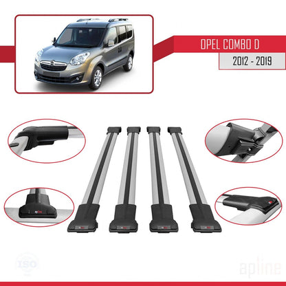 Compatible with Opel Combo D 2012-2018 FLY Model Car Roof Rack Cross Bar Grey Aluminium 4 Bars