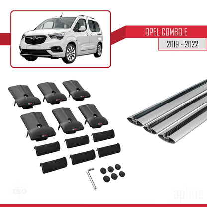Compatible with Opel Combo E 2019-2022 FLY Model Car Roof Rack Cross Bar Grey Aluminium 3 Bars