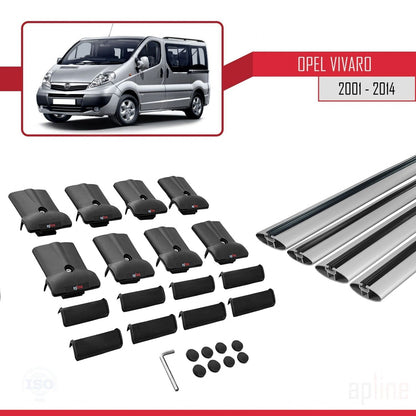 Compatible with Opel Vivaro A 2001-2014 FLY Model Car Roof Rack Cross Bar Grey Aluminium 4 Bars