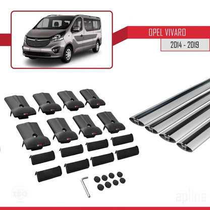 Compatible with Opel Vivaro B 2014-2019 FLY Model Car Roof Rack Cross Bar Grey Aluminium 4 Bars