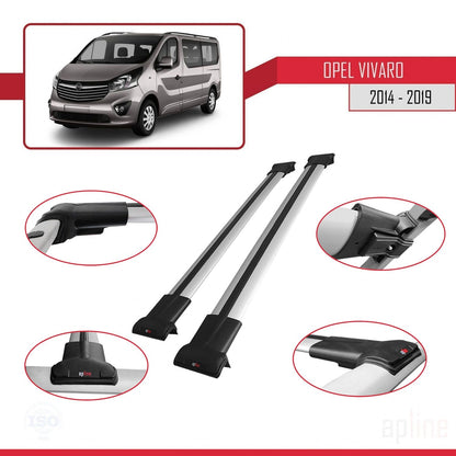 Compatible with Opel Vivaro B 2014-2019 FLY Model Car Roof Rack Cross Bar Grey Aluminium 2 Bars