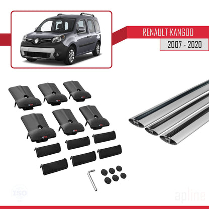 Compatible with Renault Kangoo 2 (X61) 2007-2020 FLY Model Car Roof Rack Cross Bar Grey Aluminium 3 Bars