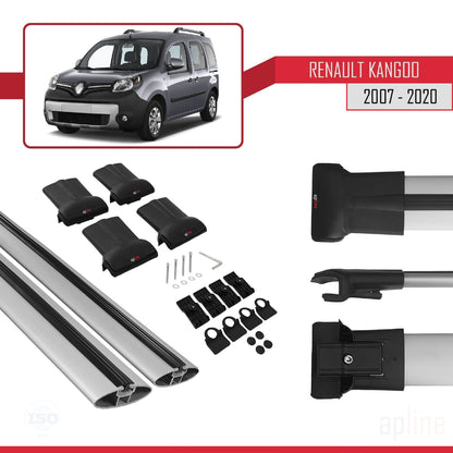 Compatible with Renault Kangoo 2 (X61) 2007-2020 FLY Model Car Roof Rack Cross Bar Grey Aluminium 2 Bars