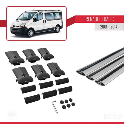Compatible with Renault Trafic 2 (X83) 2001-2014 FLY Model Car Roof Rack Cross Bar Grey Aluminium 3 Bars