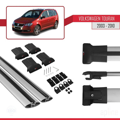 Compatible with Volkswagen Touran (1T) Pre-Facelift 2003-2010 FLY Model Car Roof Rack Cross Bar Grey Aluminium 2 Bars
