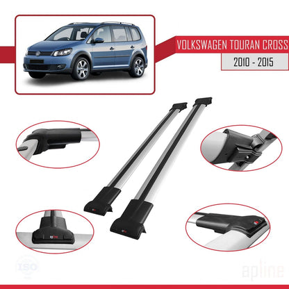 Compatible with Volkswagen Touran Cross Post-Facelift 2010-2015 FLY Model Car Roof Rack Cross Bar Grey Aluminium 2 Bars
