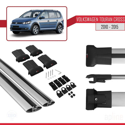 Compatible with Volkswagen Touran Cross Post-Facelift 2010-2015 FLY Model Car Roof Rack Cross Bar Grey Aluminium 2 Bars