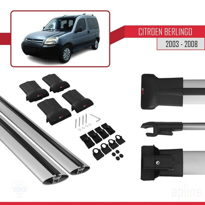 Compatible with Citroen Berlingo (M59) 2003-2008 FLY Model Car Roof Rack Cross Bar Grey Aluminium 2 Bars