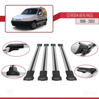 Compatible with Citroen Berlingo (M49) 1996-2003 FLY Model Car Roof Rack Cross Bar Grey Aluminium 4 Bars