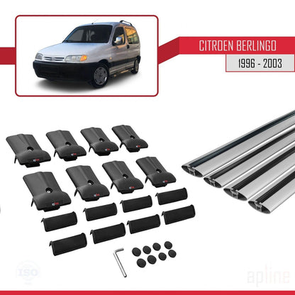 Compatible with Citroen Berlingo (M49) 1996-2003 FLY Model Car Roof Rack Cross Bar Grey Aluminium 4 Bars
