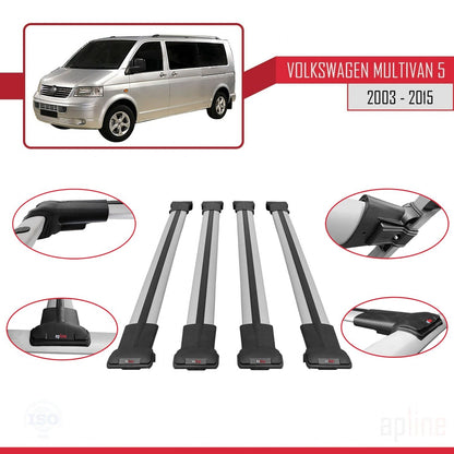 Compatible with Volkswagen T5 Multivan 2003-2015 FLY Model Car Roof Rack Cross Bar Grey Aluminium 4 Bars