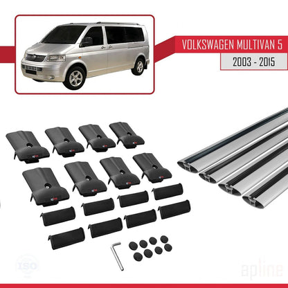 Compatible with Volkswagen T5 Multivan 2003-2015 FLY Model Car Roof Rack Cross Bar Grey Aluminium 4 Bars