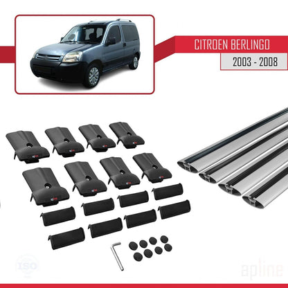 Compatible with Citroen Berlingo (M59) 2003-2008 FLY Model Car Roof Rack Cross Bar Grey Aluminium 4 Bars
