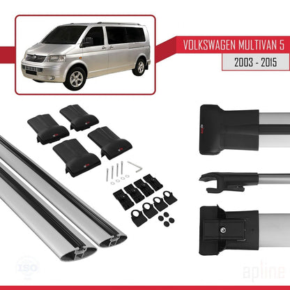 Compatible with Volkswagen T5 Multivan 2003-2015 FLY Model Car Roof Rack Cross Bar Grey Aluminium 2 Bars
