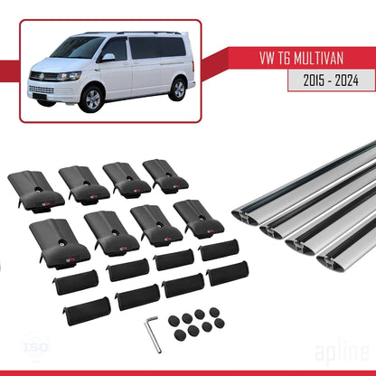 Compatible with Volkswagen T6 Multivan 2015-2024 FLY Model Car Roof Rack Cross Bar Grey Aluminium 4 Bars