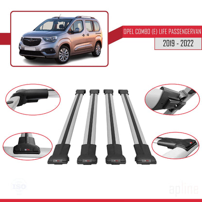 Compatible with Opel Combo E Cargo 2019-2022 FLY Model Car Roof Rack Cross Bar Grey Aluminium 4 Bars