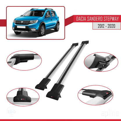Compatible with Dacia Sandero Stepway 2 2012-2020 FLY Model Car Roof Rack Cross Bar Grey Aluminium 2 Bars