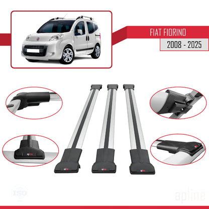 Compatible with Fiat Fiorino 3 2008-2025 FLY Model Car Roof Rack Cross Bar Grey Aluminium 3 Bars