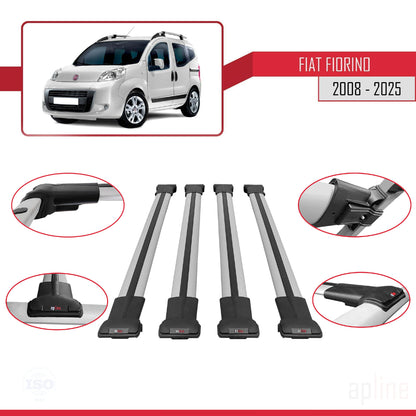 Compatible with Fiat Fiorino 3 2008-2025 FLY Model Car Roof Rack Cross Bar Grey Aluminium 4 Bars