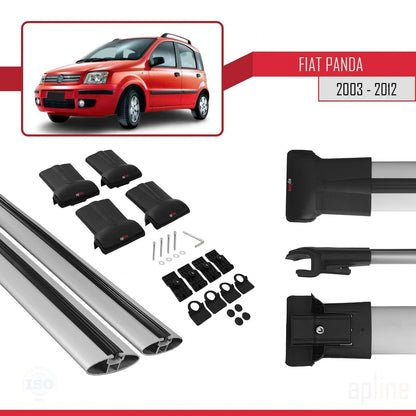 Compatible with Fiat Panda 2 (169) 2003-2012 FLY Model Car Roof Rack Cross Bar Grey Aluminium 2 Bars