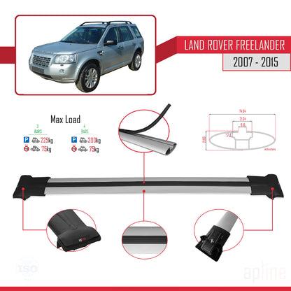 Compatible with Land Rover Freelander 2 (L359) 2007-2015 FLY Model Car Roof Rack Cross Bar Grey Aluminium 3 Bars