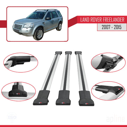 Compatible with Land Rover Freelander 2 (L359) 2007-2015 FLY Model Car Roof Rack Cross Bar Grey Aluminium 3 Bars