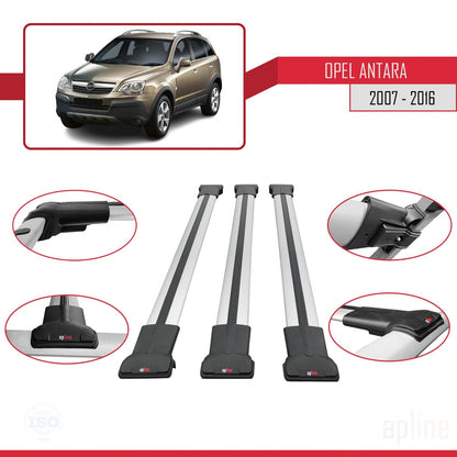 Compatible with Opel Antara 2007-2016 FLY Model Car Roof Rack Cross Bar Grey Aluminium 3 Bars
