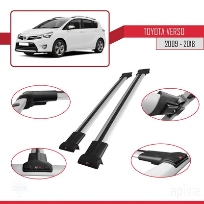 Compatible with Toyota Verso (AR20) 2009-2018 FLY Model Car Roof Rack Cross Bar Grey Aluminium 2 Bars