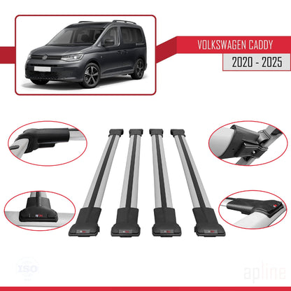 Compatible with Volkswagen Caddy 4 (SB) 2020-2025 FLY Model Car Roof Rack Cross Bar Grey Aluminium 4 Bars