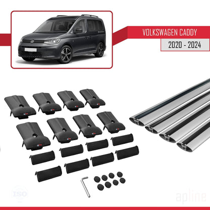 Compatible with Volkswagen Caddy 4 (SB) 2020-2025 FLY Model Car Roof Rack Cross Bar Grey Aluminium 4 Bars