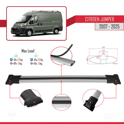 Compatible with Citroen Jumper 2 2007-2025 FLY Model Car Roof Rack Cross Bar Grey Aluminium 3 Bars