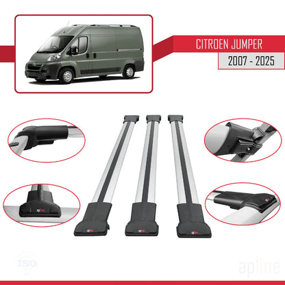 Compatible with Citroen Jumper 2 2007-2025 FLY Model Car Roof Rack Cross Bar Grey Aluminium 3 Bars