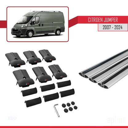 Compatible with Citroen Jumper 2 2007-2025 FLY Model Car Roof Rack Cross Bar Grey Aluminium 3 Bars