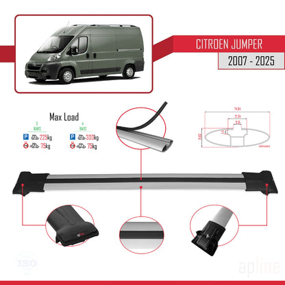 Compatible with Citroen Jumper 2 2007-2025 FLY Model Car Roof Rack Cross Bar Grey Aluminium 4 Bars