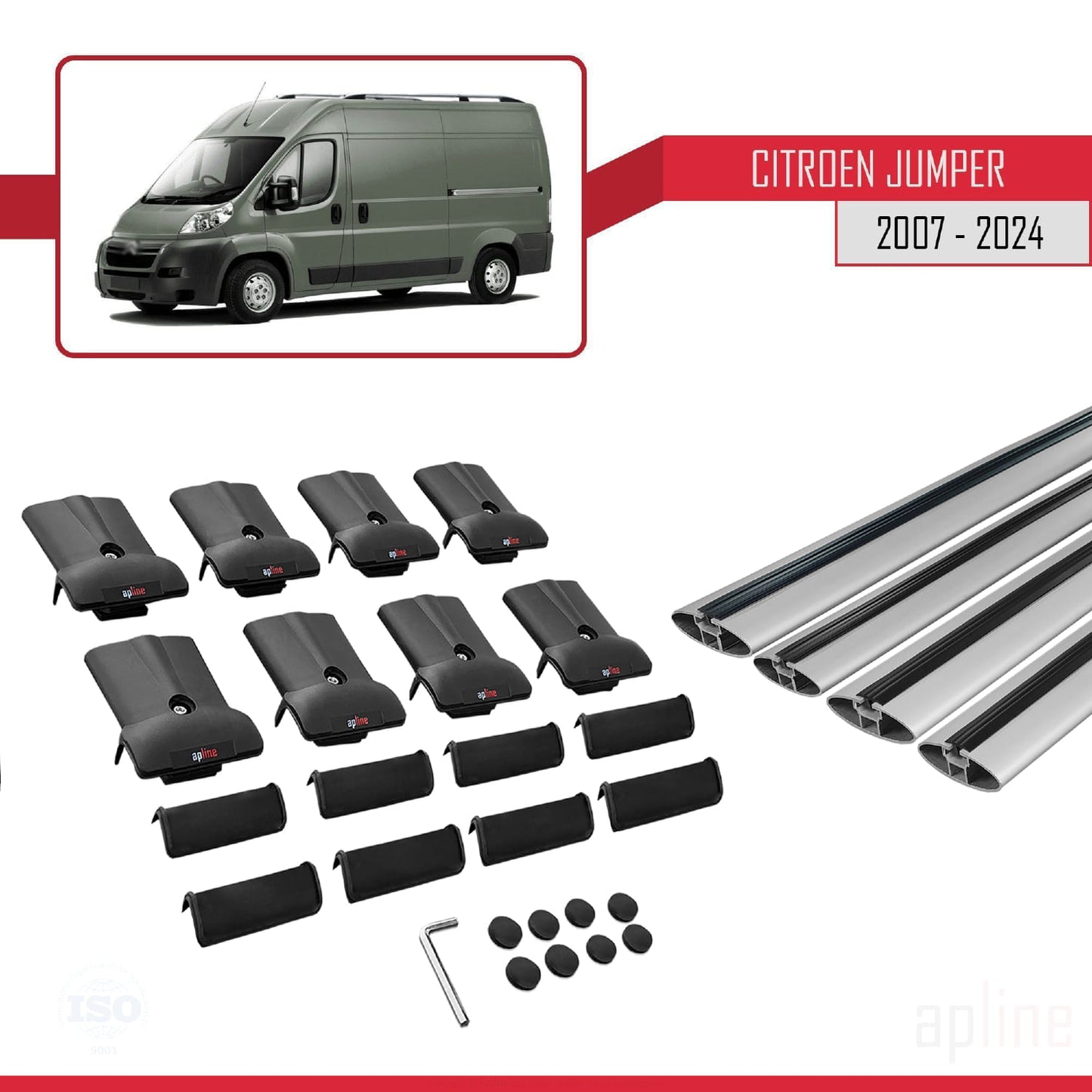 Compatible with Citroen Jumper 2 2007-2025 FLY Model Car Roof Rack Cross Bar Grey Aluminium 4 Bars