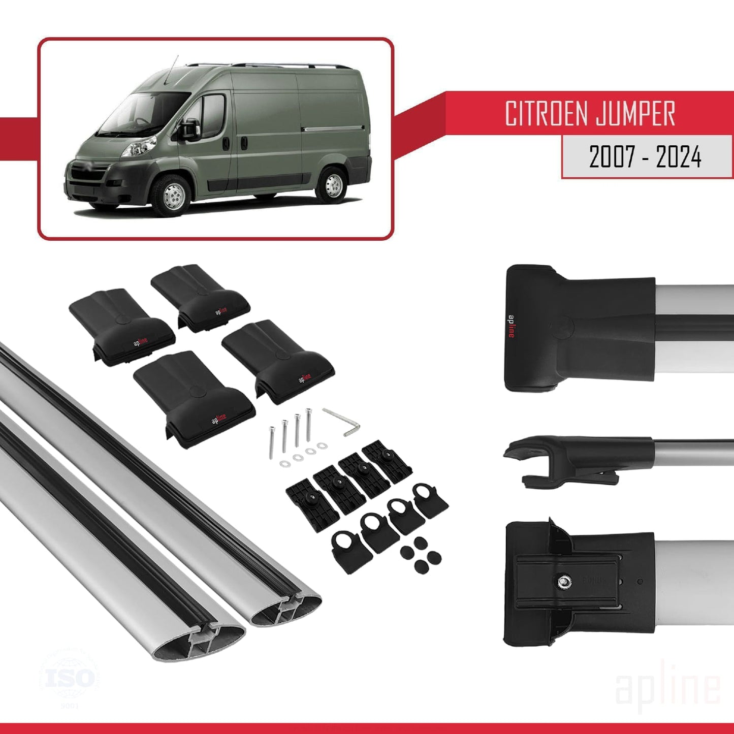 Compatible with Citroen Jumper 2 2007-2025 FLY Model Car Roof Rack Cross Bar Grey Aluminium 2 Bars