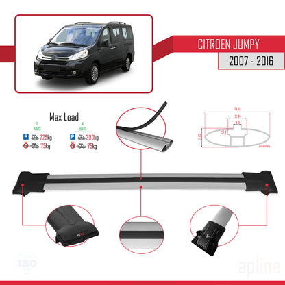 Compatible with Citroen Jumpy 2 (G9) 2007-2016 FLY Model Car Roof Rack Cross Bar Grey Aluminium 3 Bars