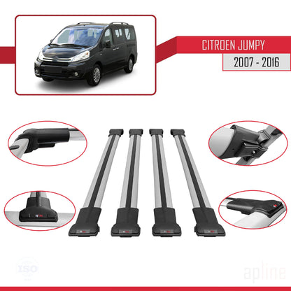 Compatible with Citroen Jumpy 2 (G9) 2007-2016 FLY Model Car Roof Rack Cross Bar Grey Aluminium 4 Bars