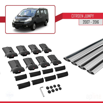 Compatible with Citroen Jumpy 2 (G9) 2007-2016 FLY Model Car Roof Rack Cross Bar Grey Aluminium 4 Bars