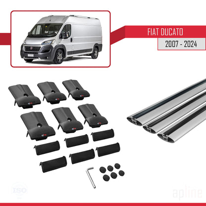 Compatible with Fiat Ducato 3 2007-2025 FLY Model Car Roof Rack Cross Bar Grey Aluminium 3 Bars