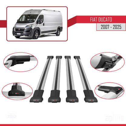 Compatible with Fiat Ducato 3 2007-2025 FLY Model Car Roof Rack Cross Bar Grey Aluminium 4 Bars